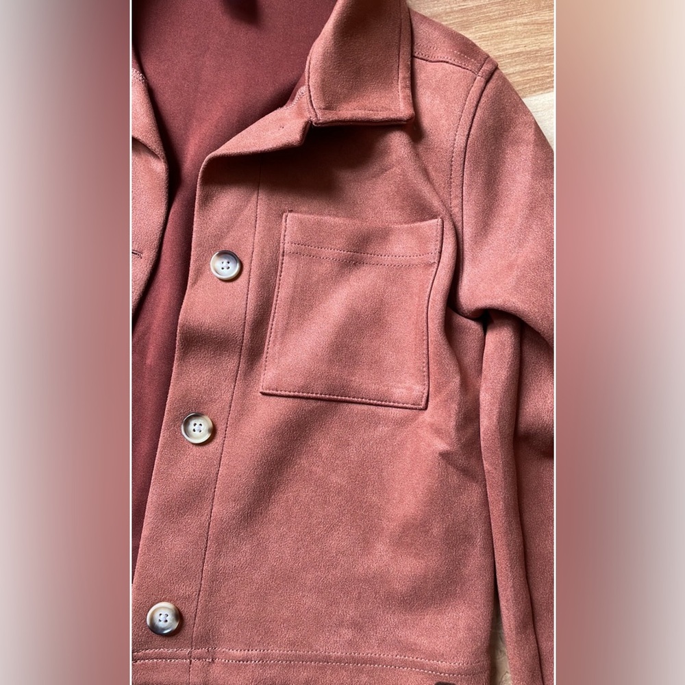 Wonder Nation Girls Brown Faux Suede Jacket 7/8 - Picture 2 of 2